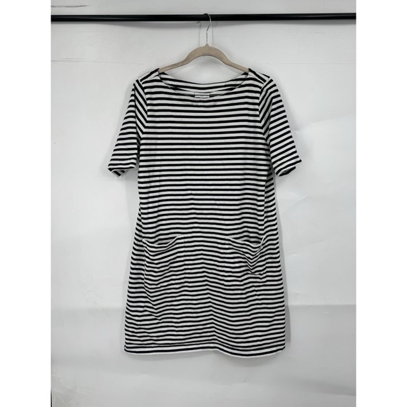 J. Jill Dresses & Skirts - J. Jill White & Navy Striped Mini Shift Dress Women Petite Medium Coastal Beach